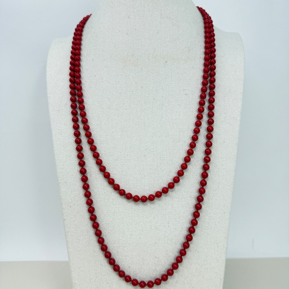 Oops A Daisy Metal Beaded Necklaces Set of 2 Red Long‎ Layered Vintage Oopsie80s